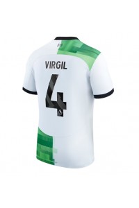 Liverpool Virgil van Dijk #4 Jalkapallovaatteet Vieraspaita 2023-24 Lyhythihainen